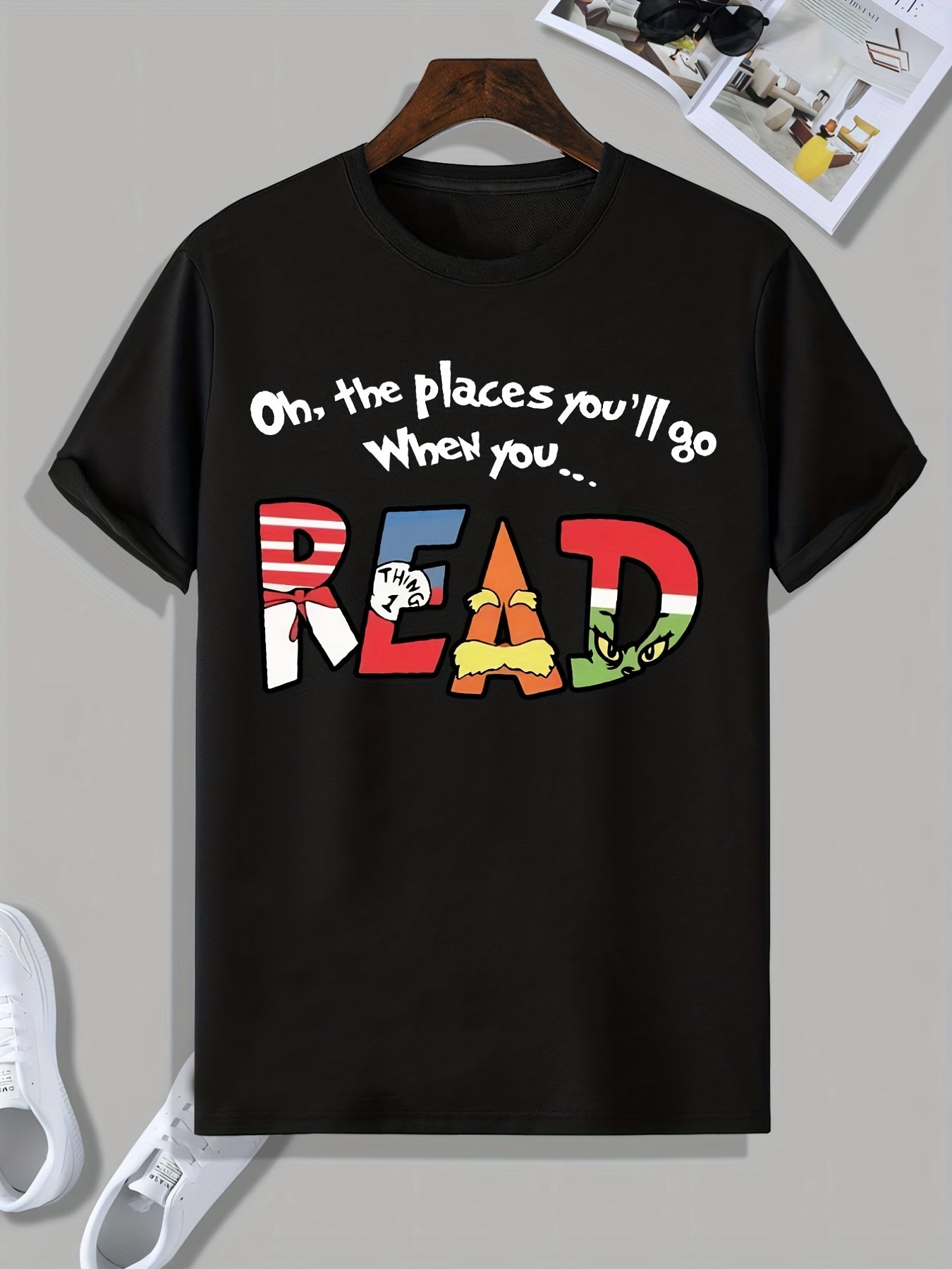 Tees For Men, 'Read' Print T Shirt, Casual Short Sleeve Tshirt For Summer Spring Fall, Tops As Gifts, For Bookworms And Book Lovers